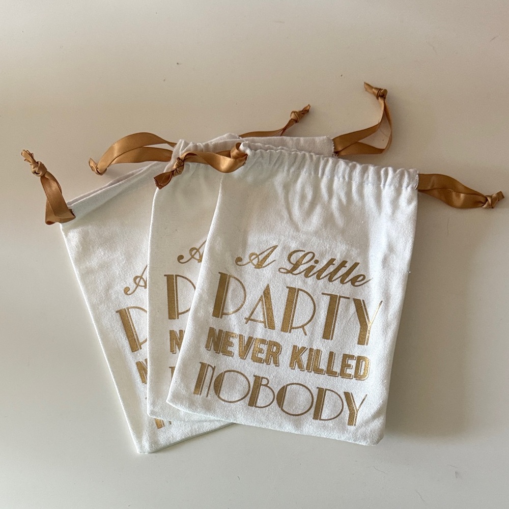 Gold and White Party Favor Bags